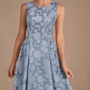 Azazie Fulton  Dusty Blue A-Line Pleated Floral Burnout Dress